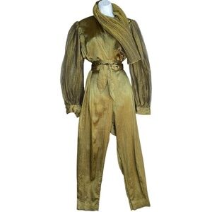 Vintage JEANNE MARC Pleated Ensemble Formal Set Women's M Pant & Blouse Outfit